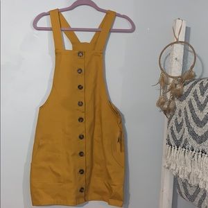 Mustard button front twill skirtall